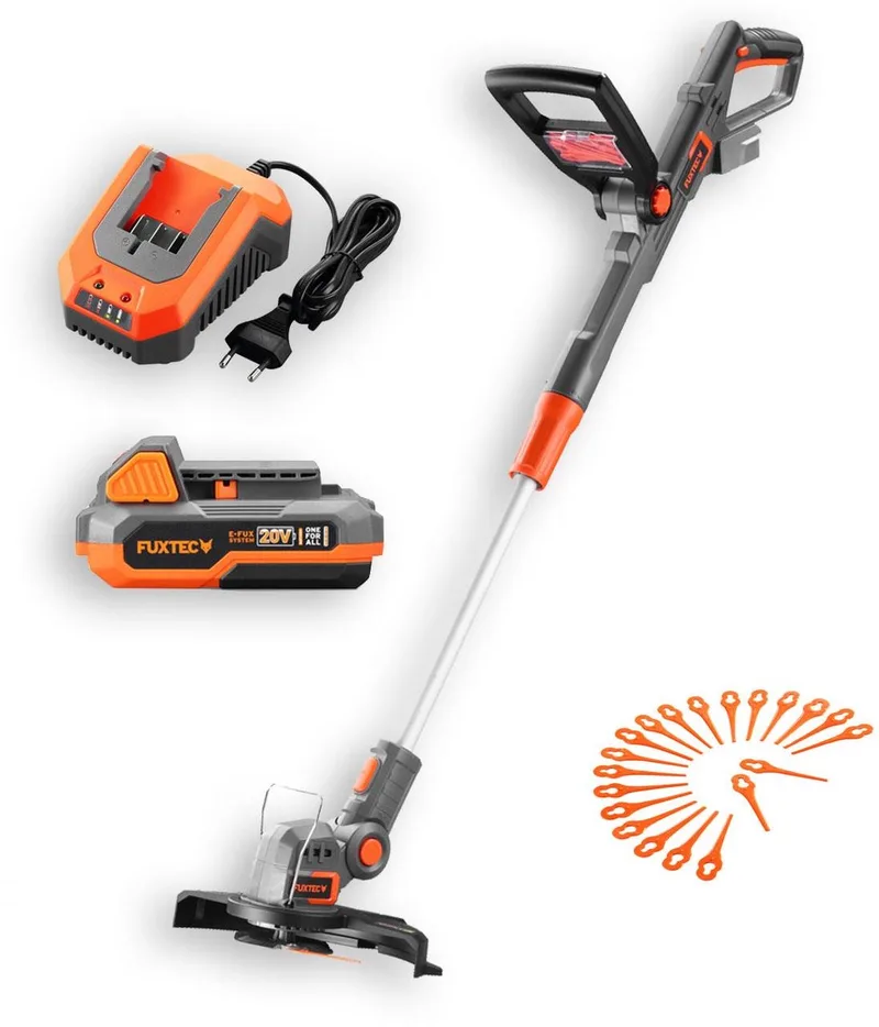 grastrimmer met accu 20V FX-E1RT20 Elektrische bosmaaier incl. 2Ah Li-Ion accu & lader - maaibreedte 25 cm by FUXTEC – product image 1 of 5