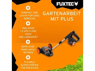 Snoerloze Einhand Gazonmaaier accu FX-E1RMEH20-SET – Compacte Grasmaaier – 20V Accu met Lader – 220 mm Maaibreedte – 300 W – 3-voudige Maaihoogteverstelling 30–50 mm – Flexibele Kogelkopbediening by FUXTEC – product image 4 of 5