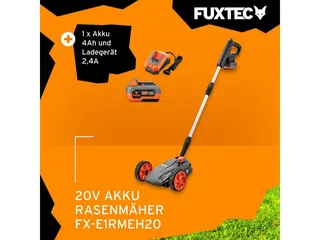 Snoerloze Einhand Gazonmaaier accu FX-E1RMEH20-SET – Compacte Grasmaaier – 20V Accu met Lader – 220 mm Maaibreedte – 300 W – 3-voudige Maaihoogteverstelling 30–50 mm – Flexibele Kogelkopbediening by FUXTEC – product image 2 of 5