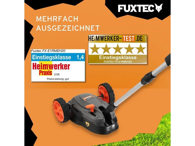 Snoerloze Einhand Gazonmaaier accu FX-E1RMEH20-SET – Compacte Grasmaaier – 20V Accu met Lader – 220 mm Maaibreedte – 300 W – 3-voudige Maaihoogteverstelling 30–50 mm – Flexibele Kogelkopbediening by FUXTEC – product image 5 of 5