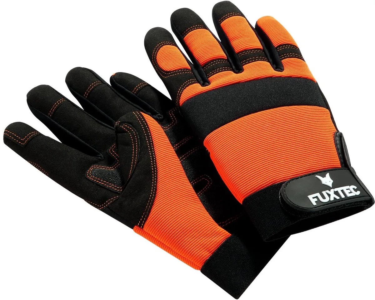 Tuinhandschoenen - PRO fuxtec bescherming met XL klittenband, in polyester en leder de FUXTEC, Gris, XL – image du produit
