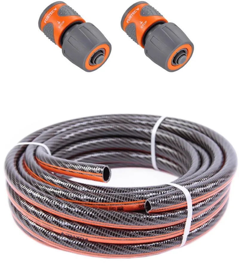 tuinslang (50m) set FX-WW-SET9 - flexibele waterslang koppeling/slangkoppeling met waterstop - voor tuinbesproeiing van FUXTEC – productafbeelding