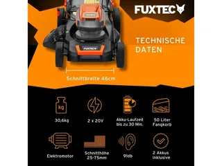 Zelfrijdende accu grasmaaier 40V (2X20V) van FUXTEC – productafbeelding 2 van 5