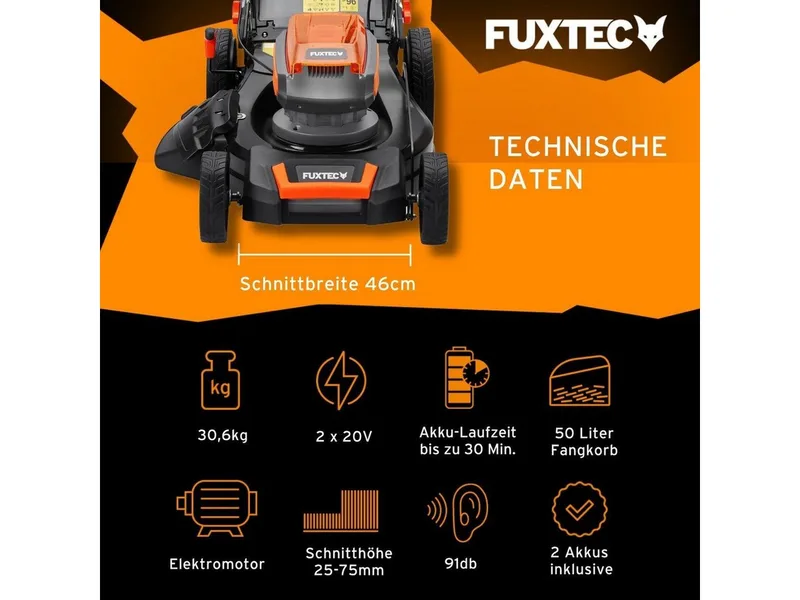 Zelfrijdende accu grasmaaier 40V (2X20V) van FUXTEC – productafbeelding 2 van 5
