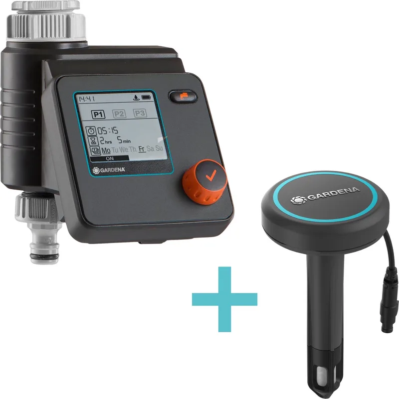 Besproeiingscomputer Select met Bodemvochtigheidssensor - Automatische Besproeiing - Watercomputer Set by Gardena – product image