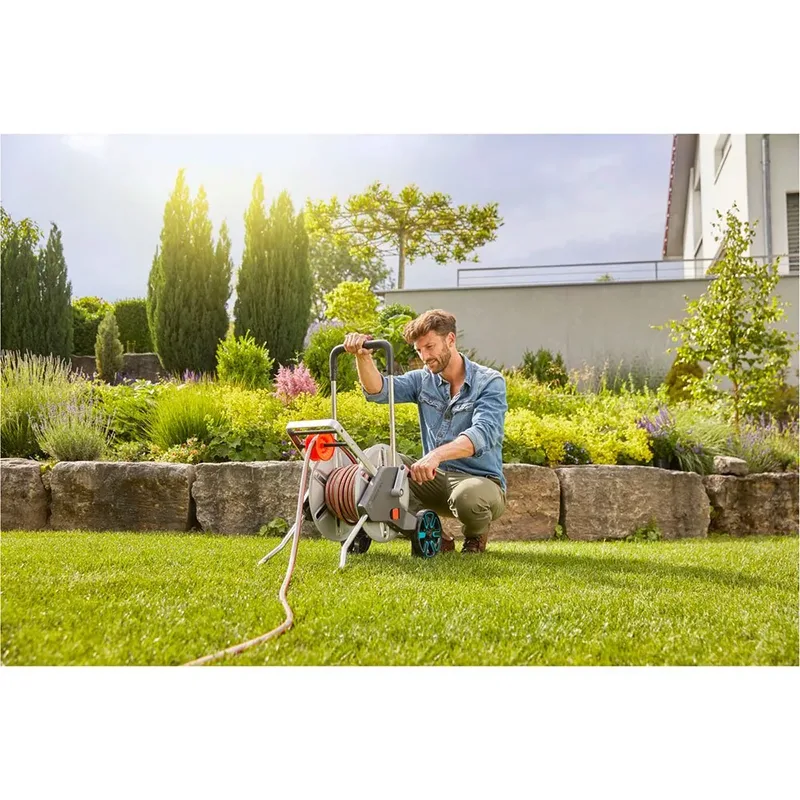 CleverRoll slangenwagen M Easy Metal - slang 25m de Gardena, Argent – image du produit 3 sur 5