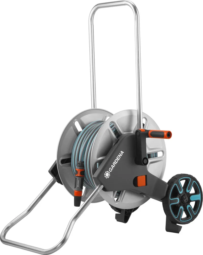 CleverRoll slangenwagen M Metal set - slang 20m - verstelbare handgreep fra Gardena, Sølv – produktbillede