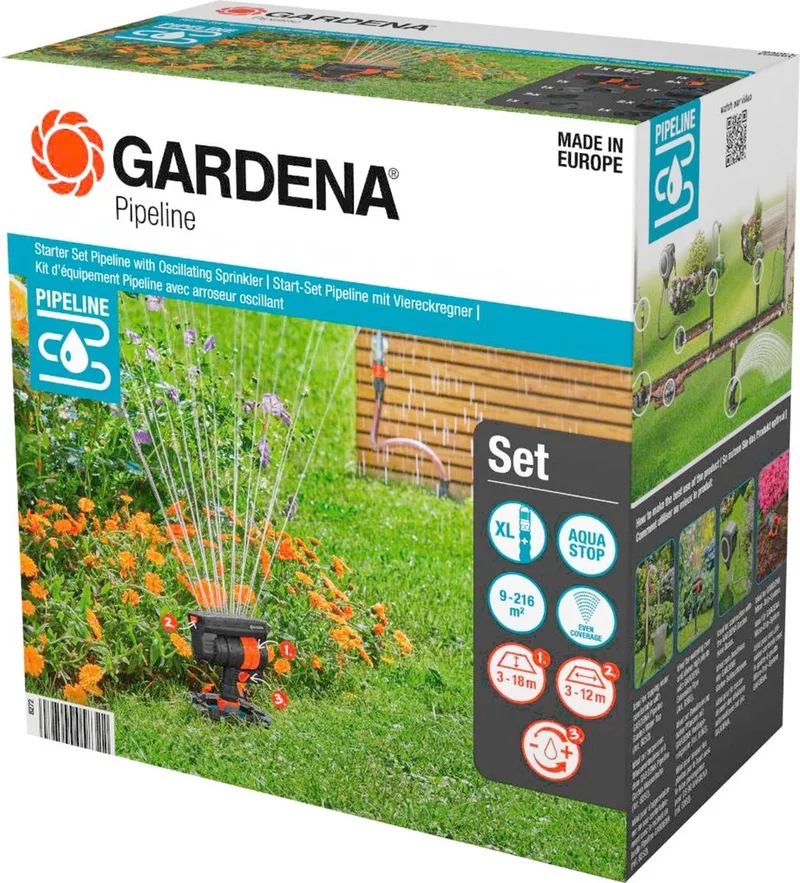 Complete Pipeline Startset met zwenksproeier - flexibel oppervlaktes van 9 tot 216 m² by Gardena – product image