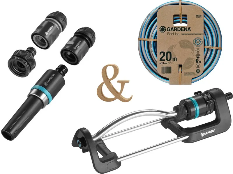 EcoLine Tuinberegening Set – Zwenksproeier + Koppeling startset + 20 meter slang - Duurzaam - Premium set von Gardena – Produktbild