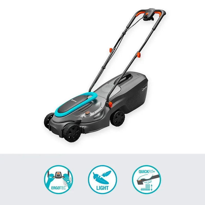 Elektrorasenmäher PowerMax 32/1200 G2, 32 cm Schnittbreite, (Solo, Einzelgerät inklusive 30 L Grasfangbox), 1200 W, 35 - 65 mm Schnitthöhe, ErgoTec-Griff by Gardena, Grey – product image 2 of 3