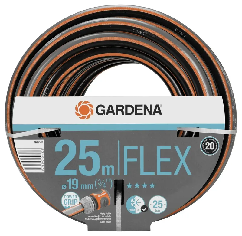 GARDENA 18053-20 Gartenschlauch Schlauch-Innen-Ø=19 mm 25 m 3/4 Zoll 1 St. Schwarz, Orange van Gardena – productafbeelding 2 van 2