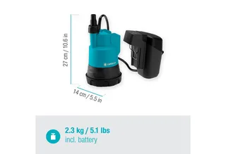 Klarwasserpumpe 2000/2 18V P4A Ready-To-Use Set, inkl. Akku und Ladegerät de Gardena, Bleu – image du produit 5 sur 5