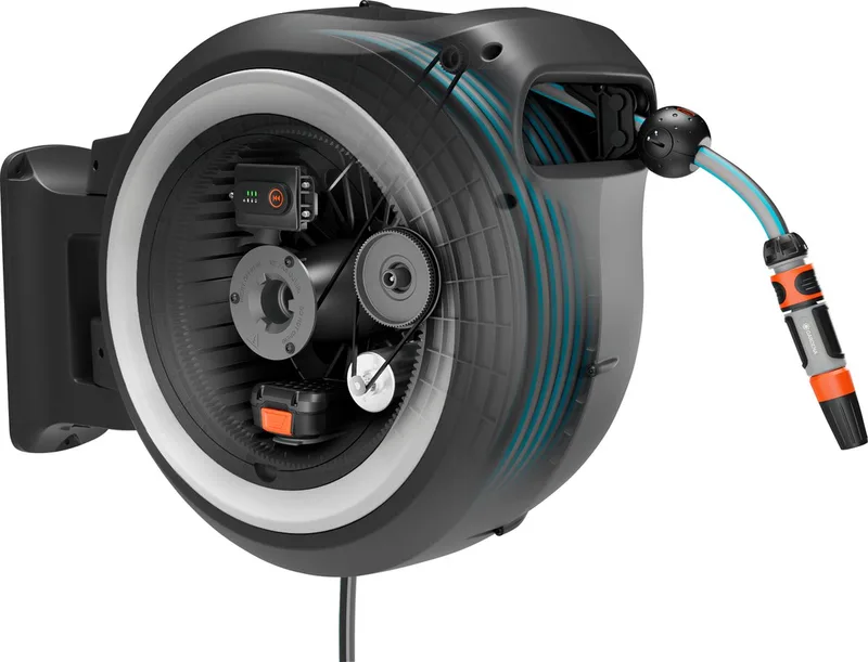 PowerRoll XL Accu-slanghaspel Solo - Grijs-wit - 40 m de Gardena, Blanc – image du produit 1 sur 2