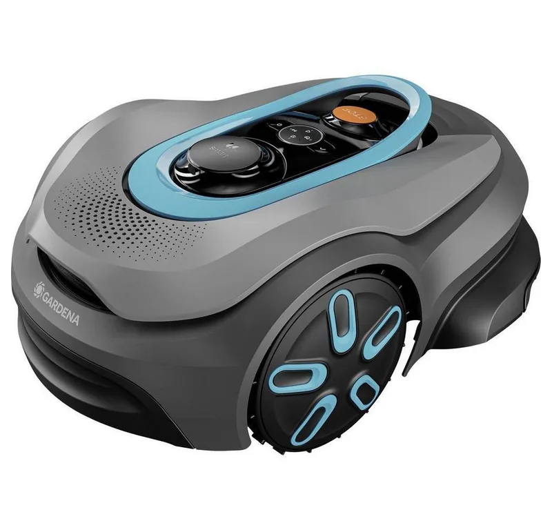 Rasenmähroboter smart SILENO sense, (Set, inkl. Ladestation), 600 m², Vision-KI, Trim-To-Edge, GPS, 57 dB, WLAN von Gardena, Grau – Produktbild