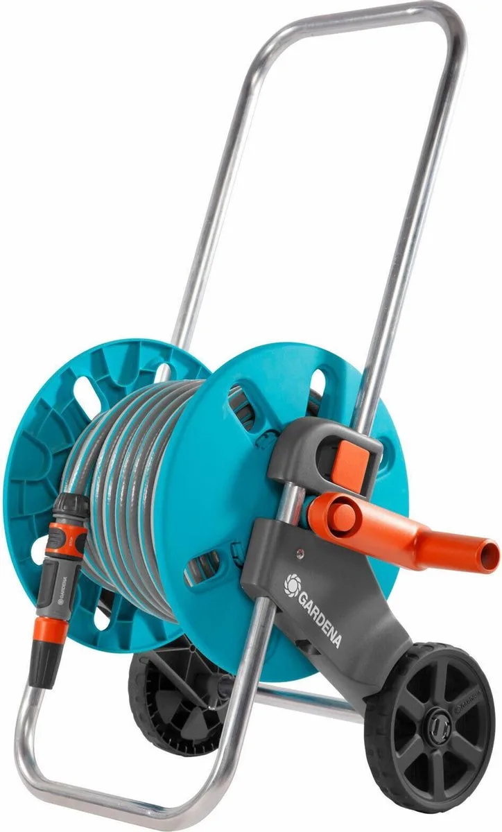Slangenwagen AquaRoll S - met 25 m slang - en aansluitset. fra Gardena, TurqoiseZilver – produktbillede