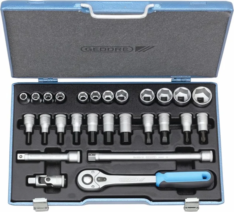 6140090 Dopsleutelset Metrisch 1/2 (12.5 mm) 27-delig by Gedore, Blue – product image