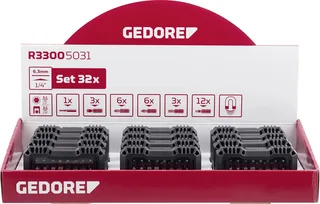 Display 12xBit-Box 1/4 SL+PH+PZ+TX 32tlg R33009032 Bit-Box 12fach 1/4 (6.3 mm) de Gedore – image du produit 1 sur 2