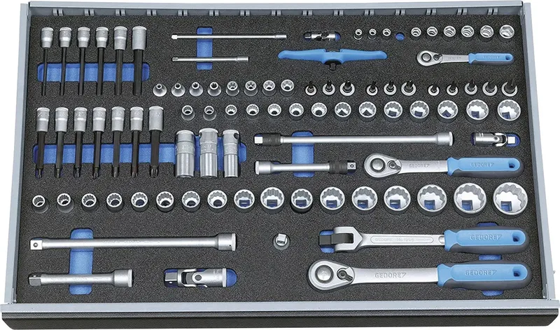 Gedore 2005 CT4-U-20 Steckschlüsselsatz metrisch 1/4 (6.3 mm), 3/8 (10 mm), 1/2 (12.5 mm) 89teilig 2016257 von Gedore – Produktbild