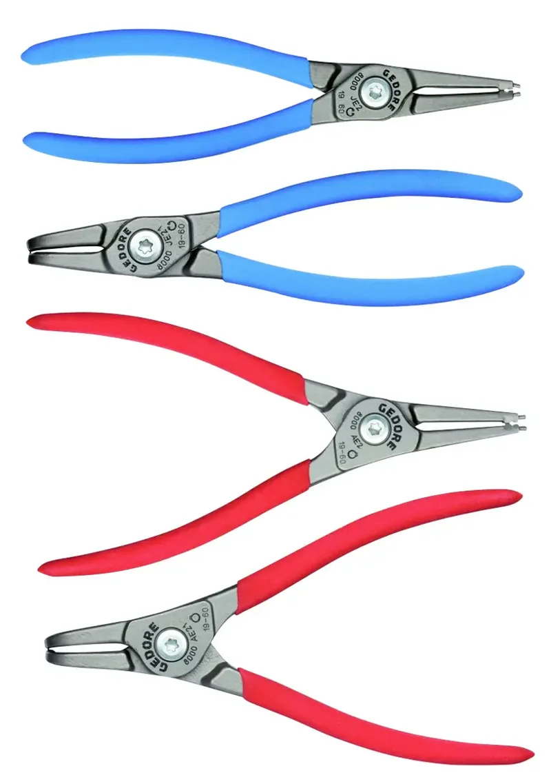 Gedore 2931877 Jeu de pinces Adapté pour (pinces pour circlips) circlips intérieurs et extérieurs Forme de la panne (détails) droite/coudée de Gedore – image du produit