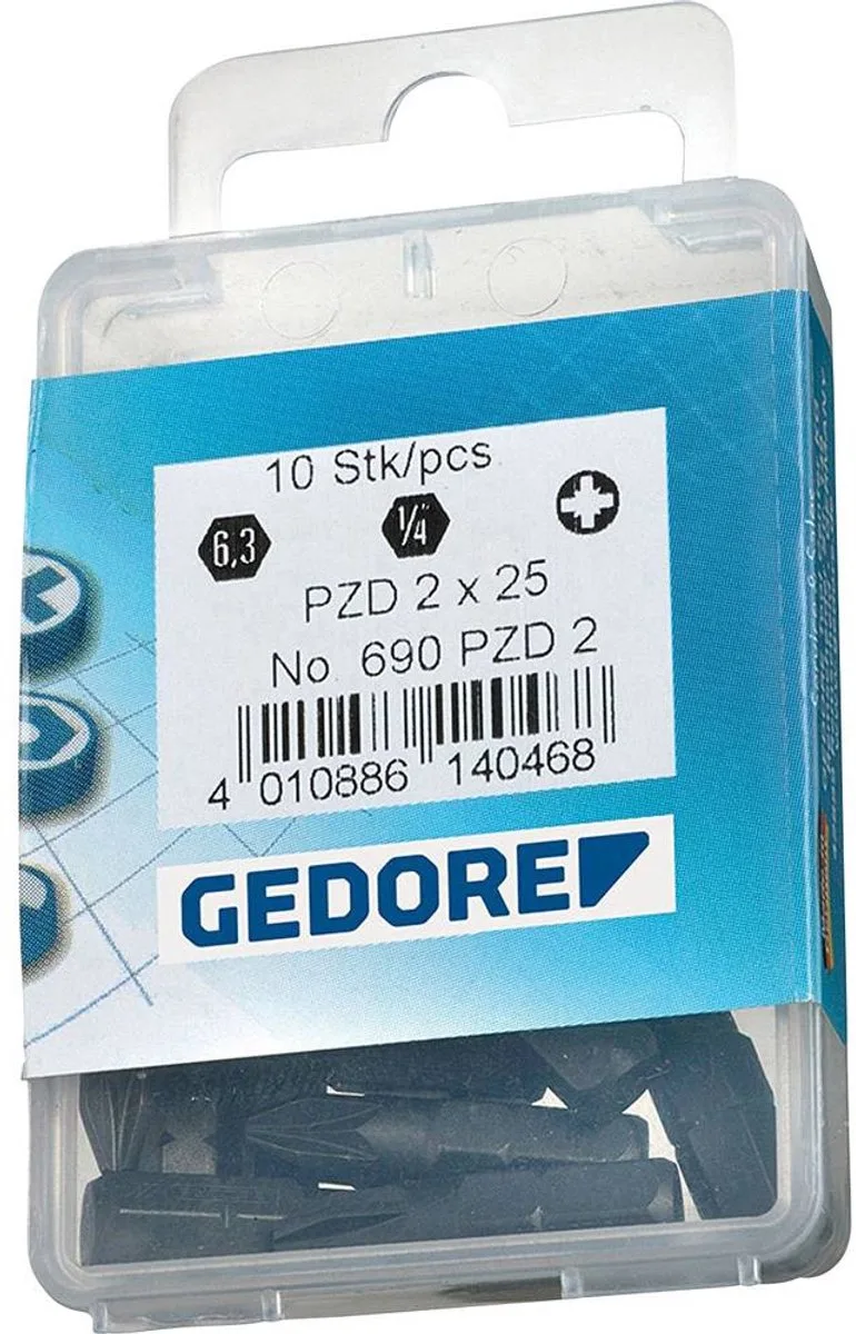 Gedore 690 2 L S-010 6541400 Kruis-bit PH 2 Chroom-vanadium speciaal staal Gebruineerd C 6.3 1 stuk(s) von Gedore – Produktbild