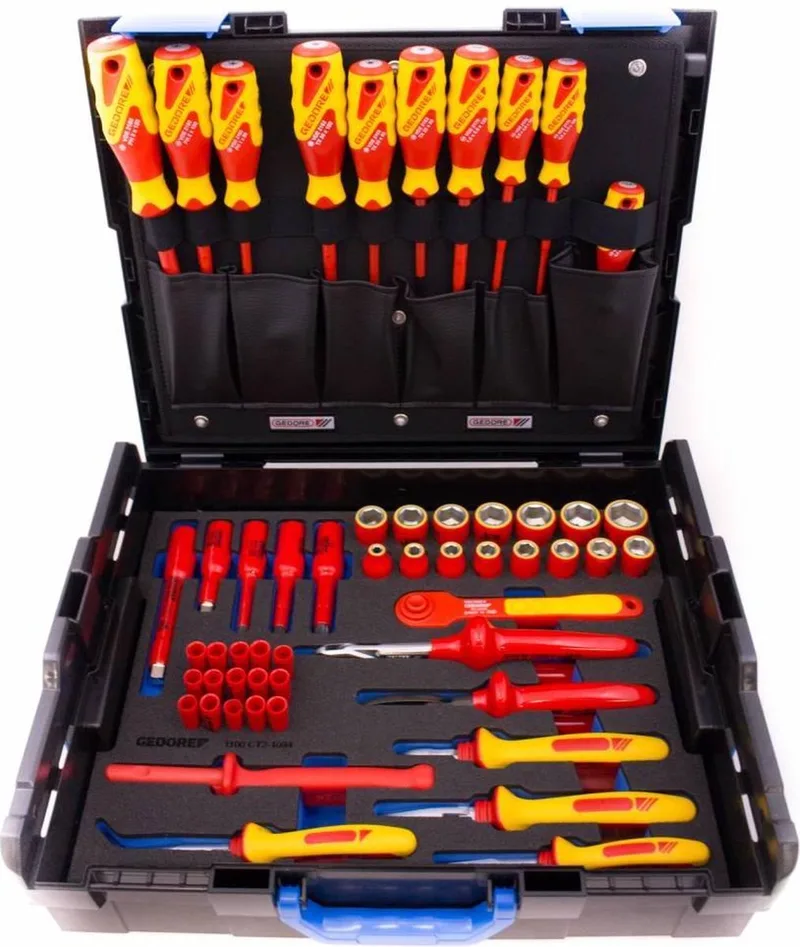 Gereedschapskoffer Gevuld - 53-delig - VDE en Hybrid - Zwart, Blauw, Geel de Gedore, Rouge – image du produit