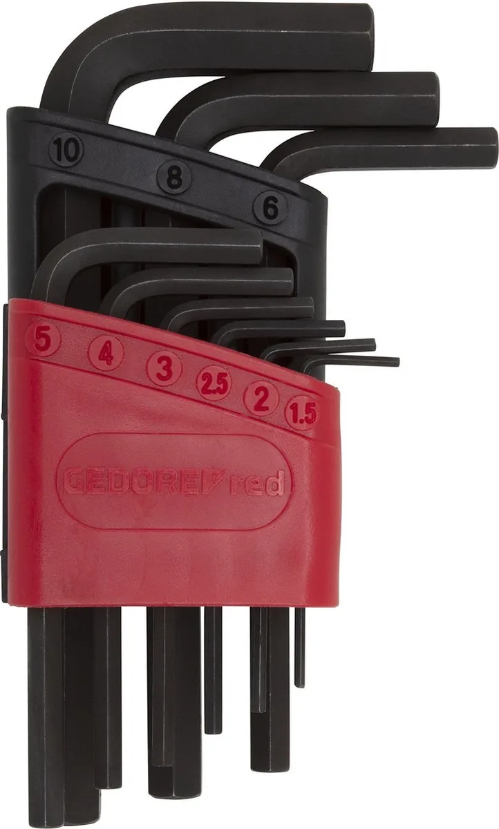 R36605009 9-delige Haakse stiftsleutelset by Gedore, Red – product image