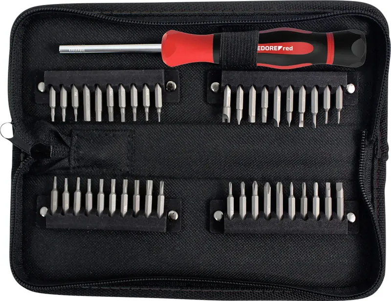 R38002041 Bit-Set Schlitz, Kreuz, PH, Vierkant massiv 6,3 mm (1/4 Zoll), TX, Innen-Sechskant, Tri-Wing de Gedore – image du produit