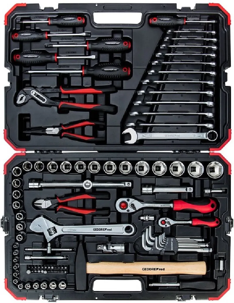 R46003100 100-delige Gereedschapsset - 1/4", 3/8" en 1/2" van Gedore, Kleurloos – productafbeelding 1 van 6