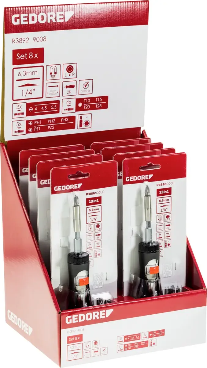 Universal Bit-Ratschen-Schraubendreher 1/4 (6.3 mm) 128 mm DIN 3126 by Gedore – product image