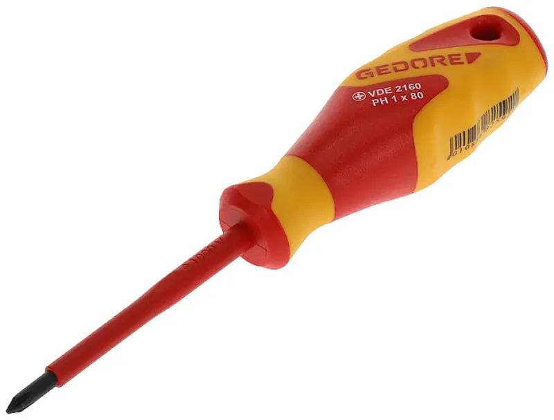 VDE 2160 PH 1 1612115 Kreuzschlitz-Schraubendreher PH 1 Klingenlänge: 80 mm DIN ISO 8764 von Gedore – Produktbild