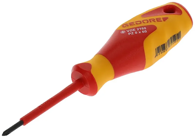 VDE 2160 PZ 0 1612166 Tournevis cruciforme PZ 0 Longueur de la lame: 60 mm DIN ISO 8764 de Gedore – image du produit