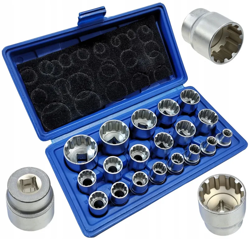 19-delige Torx-E 12-kant doppenset 8-32mm by GEKO, Blue – product image