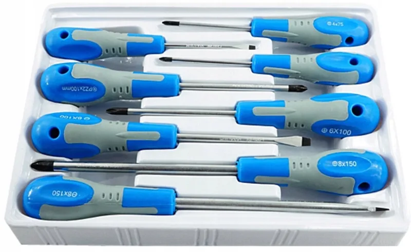8-delige schroevendraaierset met magnetische punten de GEKO, Bleu – image du produit