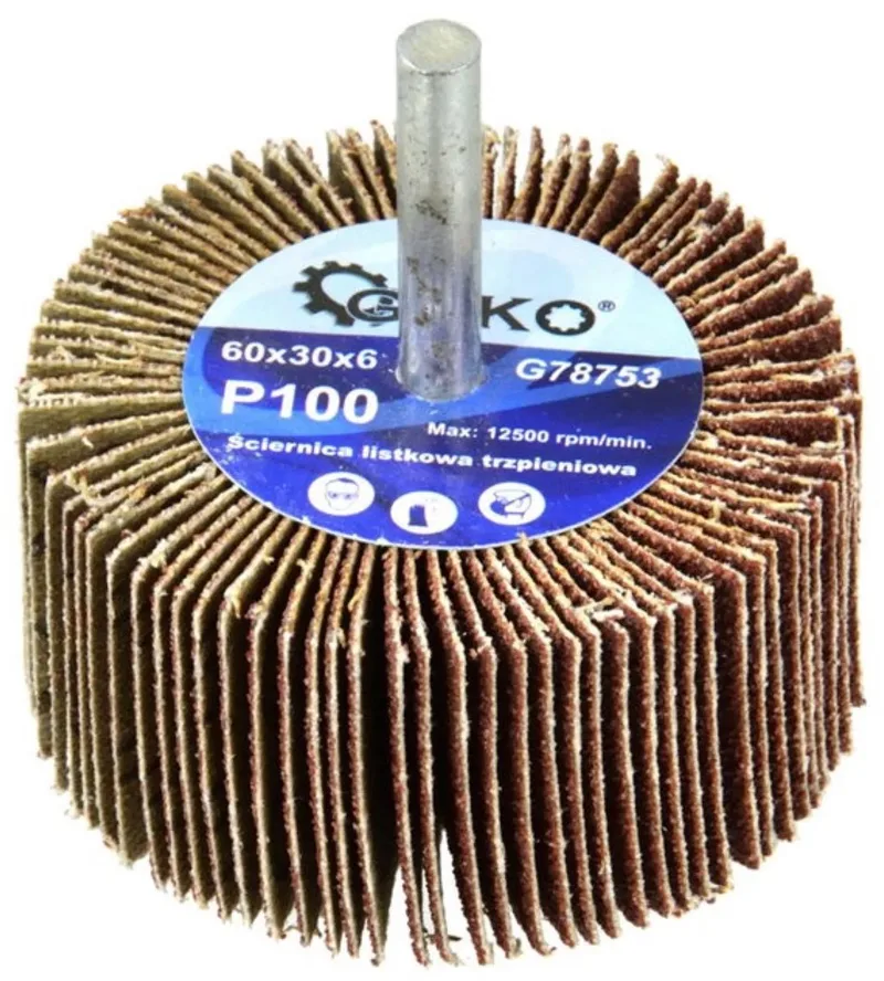 Abrasieve lamellenschijf - P100 korrel - 60x30 mm - 6 mm as - Aluminiumoxide von GEKO – Produktbild