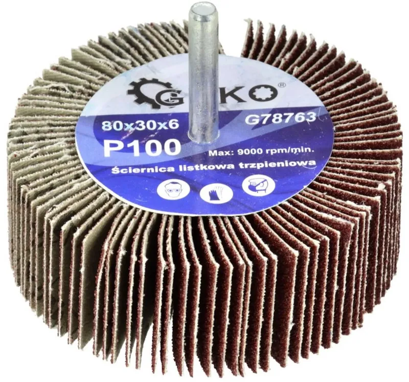 Abrasieve lamellenschijf - P100 korrel - 80x30 mm - 6 mm as - Aluminiumoxide van GEKO – productafbeelding