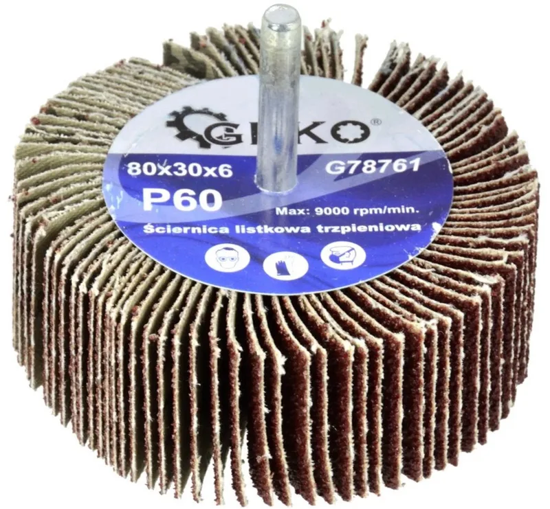 Abrasieve lamellenschijf - P60 korrel - 80x30 mm - 6 mm as van GEKO – productafbeelding