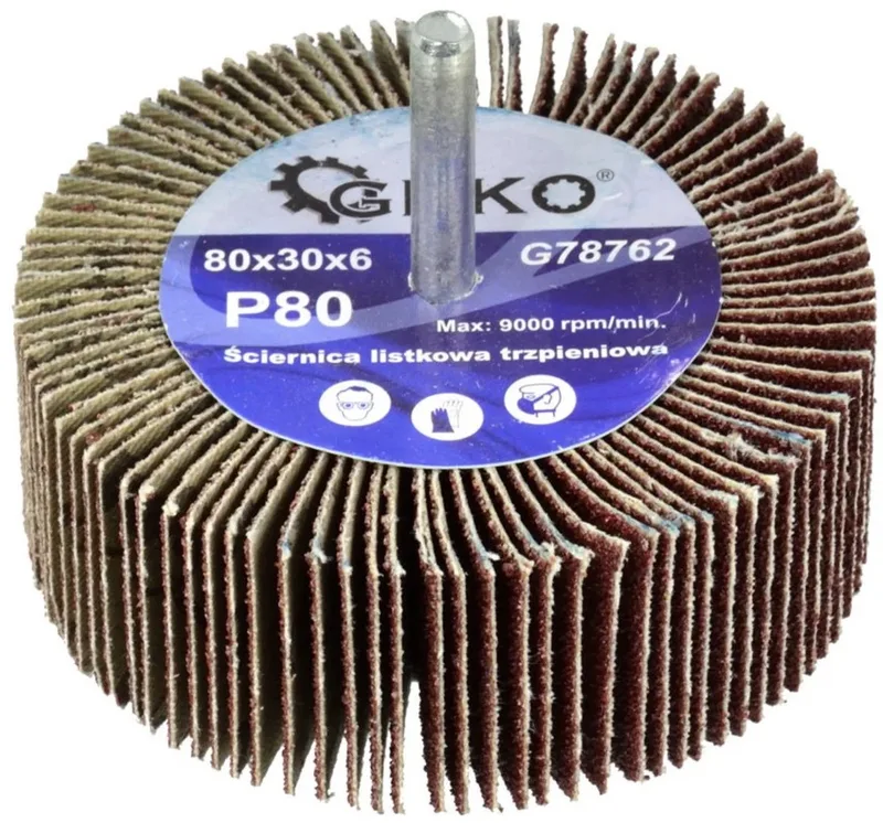 Abrasieve lamellenschijf - P80 korrel - 80x30 mm - 6 mm as - Aluminiumoxide von GEKO – Produktbild