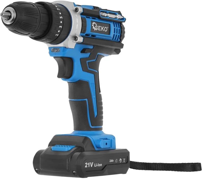 Accu boormachine met slagfunctie - 21V - 2 accu's - Compact en krachtig van GEKO – productafbeelding
