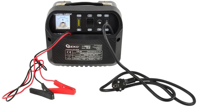Acculader - 230V Ingang - 12/24V Uitgang - 16A Stroomsterkte - Voor 60-240 Ah Batterijen von GEKO – Produktbild