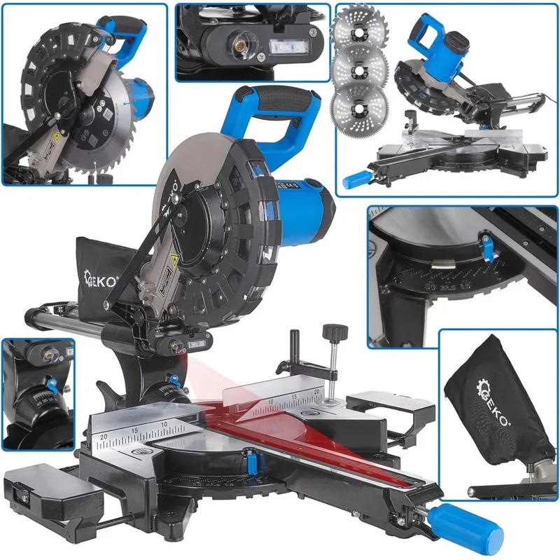 Afkortzaag - 2000W - 255mm - Lasergeleiding - LED-verlichting van GEKO – productafbeelding