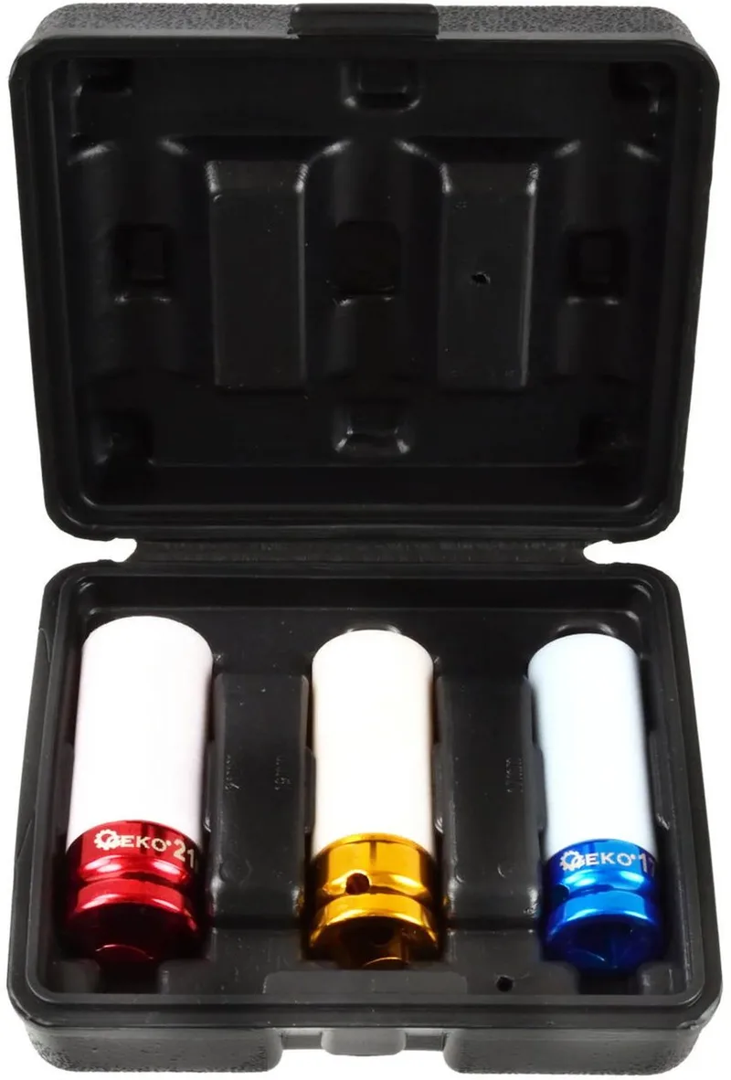 Alloy velgen dopsleutelset - 17, 19, 21 mm - Cr-Mo staal - Beschermende hoesjes de GEKO, Ornaje – image du produit