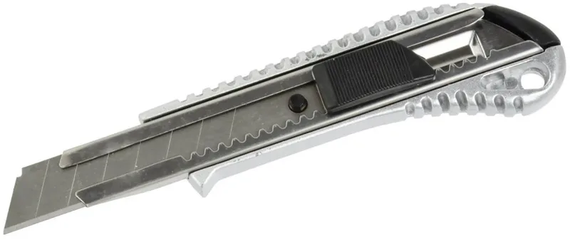 Aluminium hobbymes - 18mm afbreekmes - Ergonomische grip - 155mm lengte van GEKO, Zilver – productafbeelding