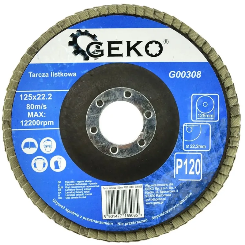 Aluminiumoxide lamellenschijf - 125 mm - Korrel 120 - Voor metaal en houtbewerking - 10 stuks de GEKO – image du produit