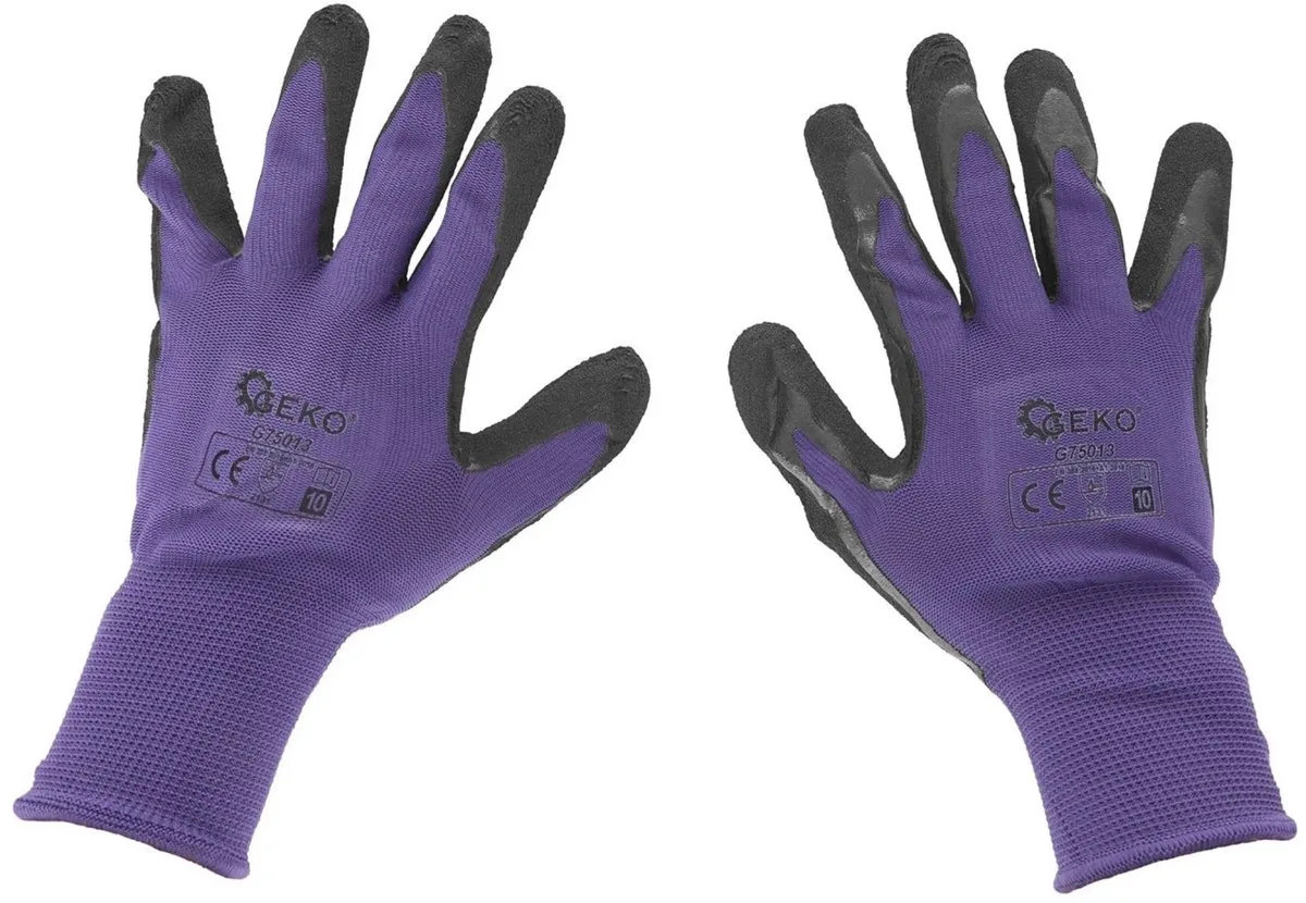 Beschermende werkhandschoenen - latex coating - paars - 12 stuks von GEKO, Blau, 10 – Produktbild