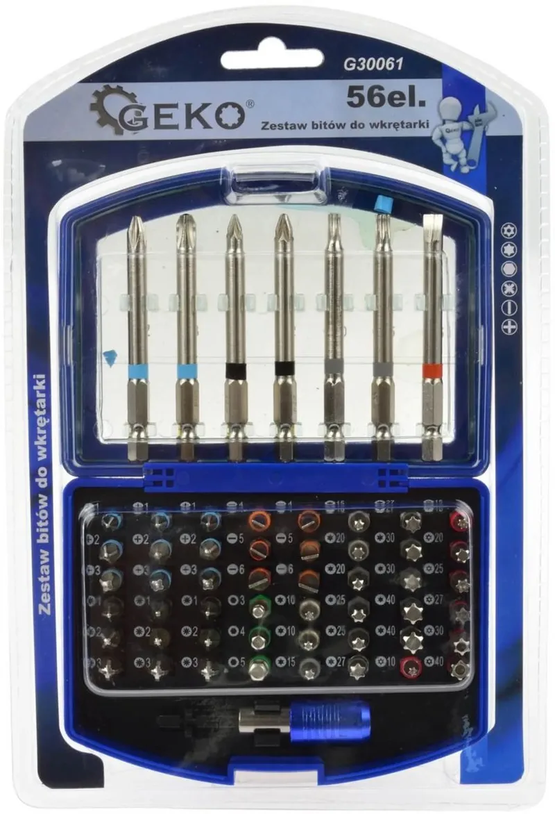 Boor- en schroefbitset - 56-delig - CrV staal - 25 mm & 75 mm bits by GEKO – product image