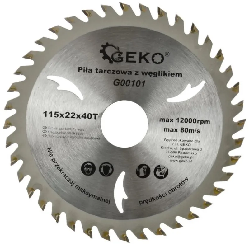 Cirkelzaagblad - 115 mm - 40T - Tungsten Carbide - Voor diverse materialen von GEKO – Produktbild