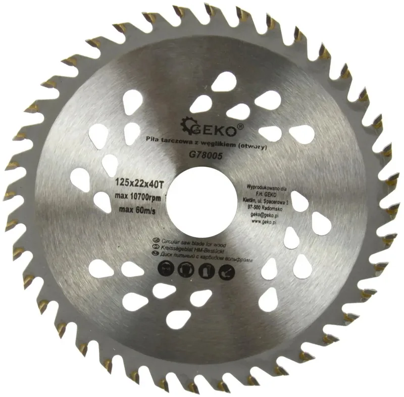 Cirkelzaagblad - 125 mm - 40 Tanden - Koelgaten - TCT de GEKO – image du produit
