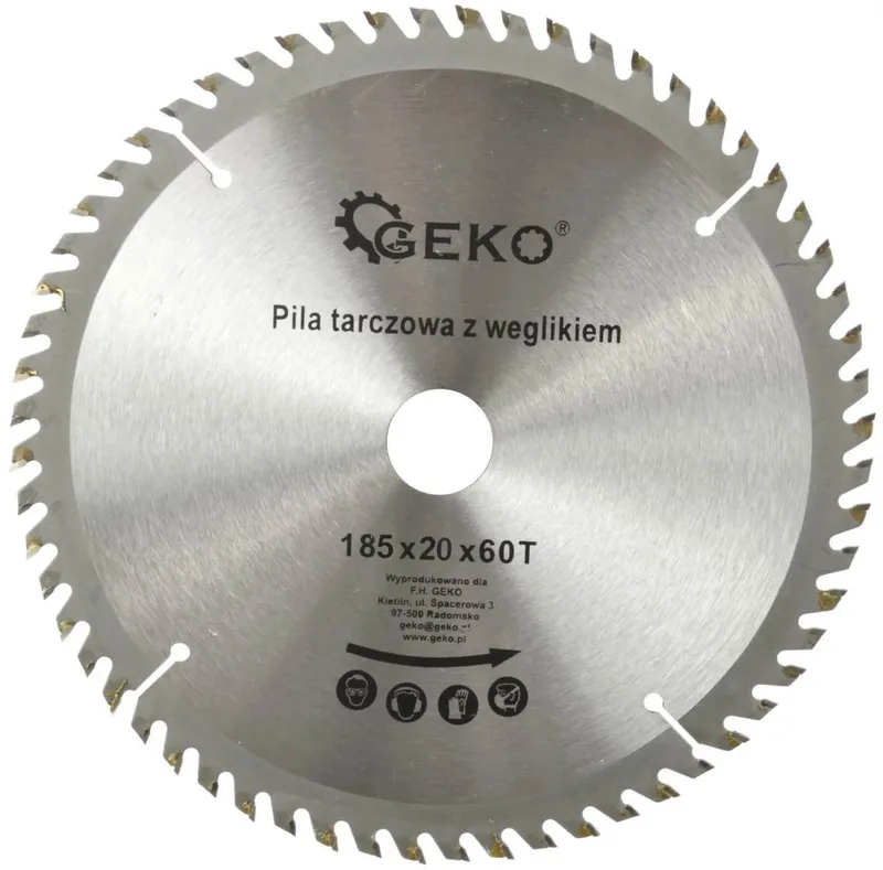 Cirkelzaagblad - 185 mm - 60 Tanden - Tungsten Carbide - Voor Houtbewerking von GEKO – Produktbild