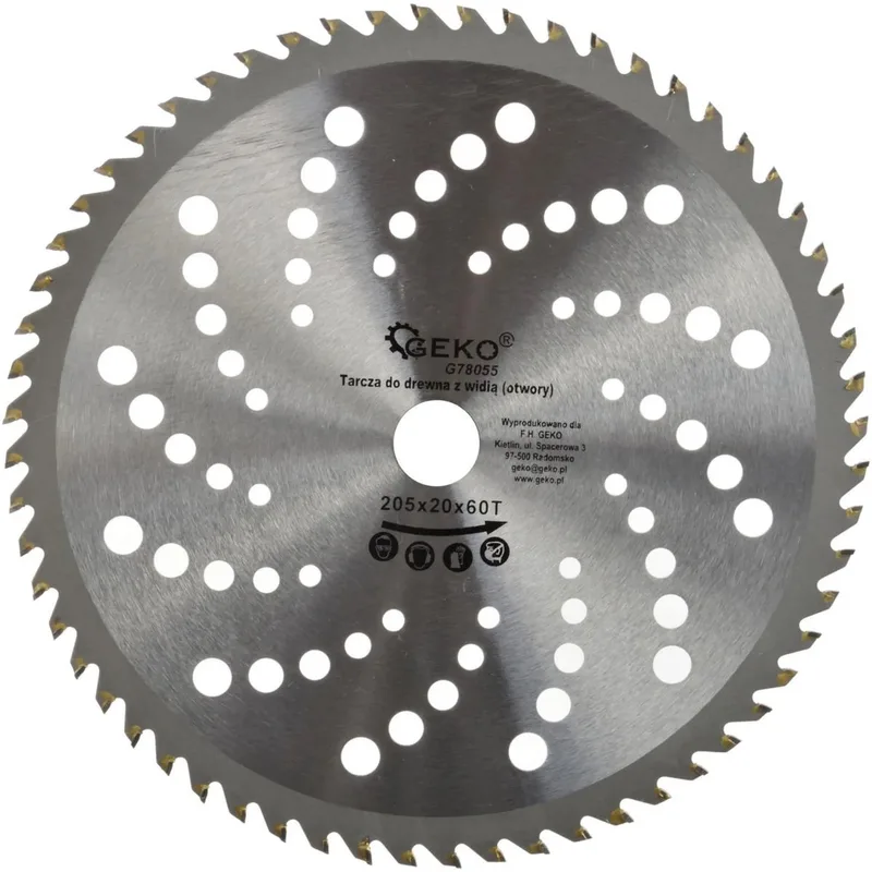 Cirkelzaagblad - 205 mm - 60T - Koelgaten - TCT de GEKO – image du produit