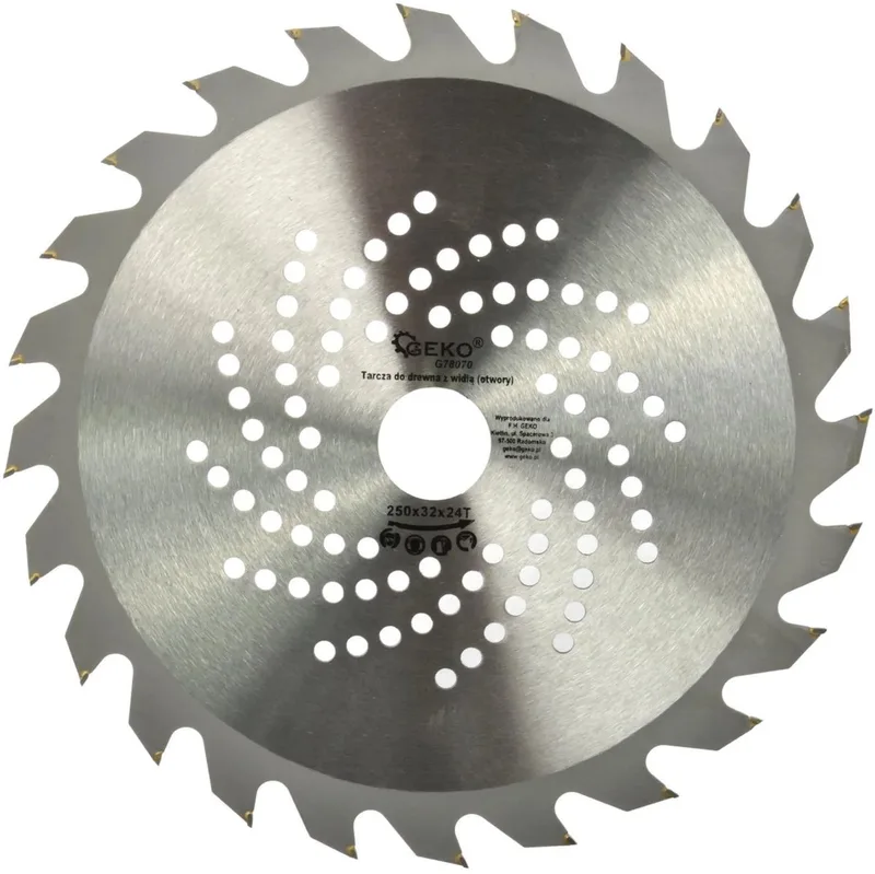 Cirkelzaagblad - 250 mm - TCT - 24T - Koelgaten - 32 mm asgat von GEKO – Produktbild